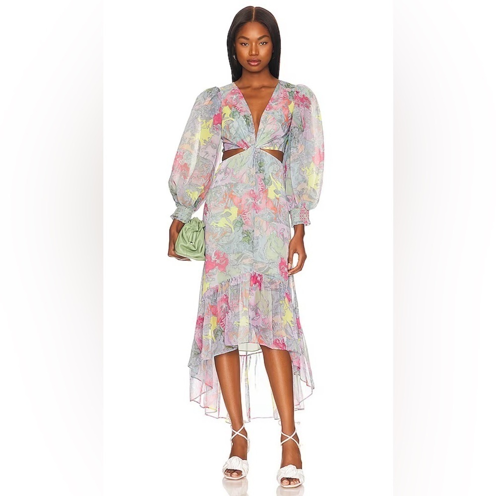 NWT $695 Alice + Olivia Katia Twist Maxi Dress in Lola's Dream - Revolve